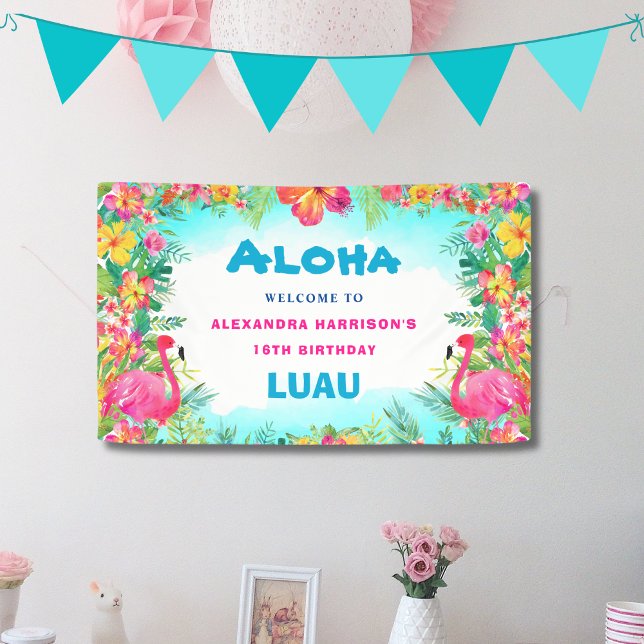Banderoles Aloha Tropical Luau Anniversaire Bienvenue (Créateur téléchargé)