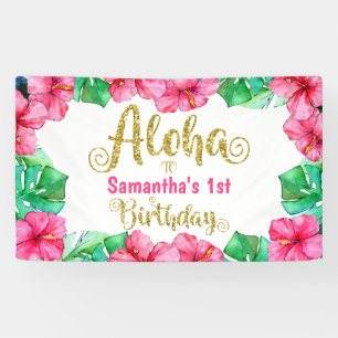 Banderoles Aloha Tropical Rose Floral fête d'anniversaire  