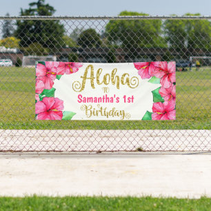 Banderoles Aloha Tropical Rose Gold fête d'anniversaire