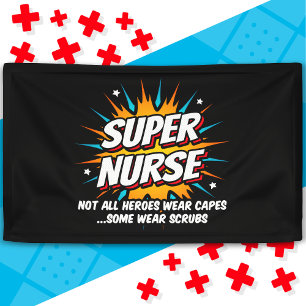 Banderoles Ambiance drôle Super Superhero Super Nurse Appréci