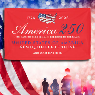Banderoles America 250 Land of Free Home Brave Patriotic Red