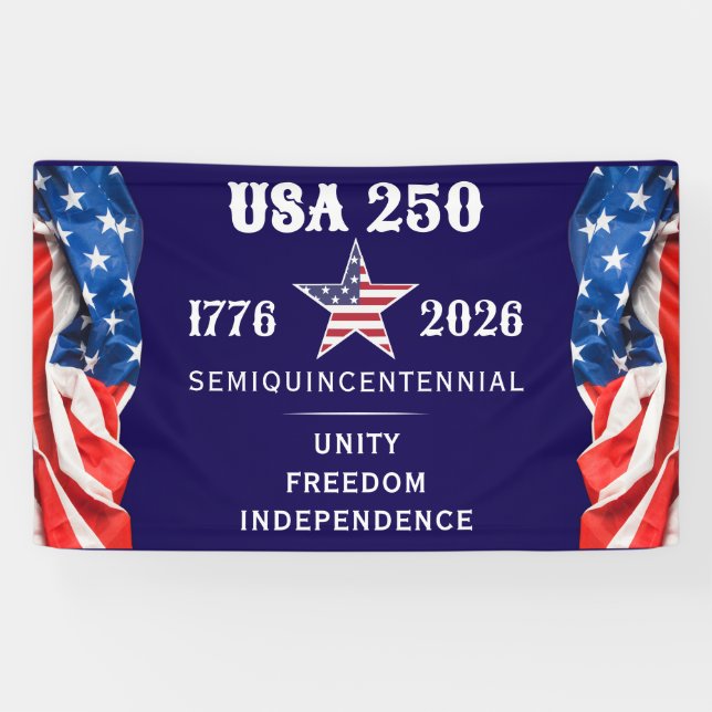 Banderoles America 250 Unity Freedom Independence Patriotic (Horizontal)