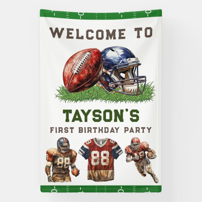 Banderoles American Football First Year Down 1st Birthday (Verticale)