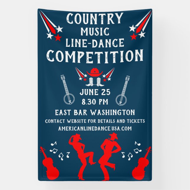 Banderoles American Line Dancing Festival Et Fête (Verticale)