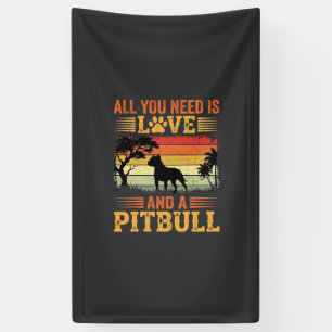 Banderoles Amour de Pitbull Coucher de Soleil Rétro Chien