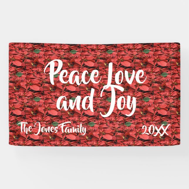 Banderoles Amour et joie de paix de poinsettia (Horizontal)