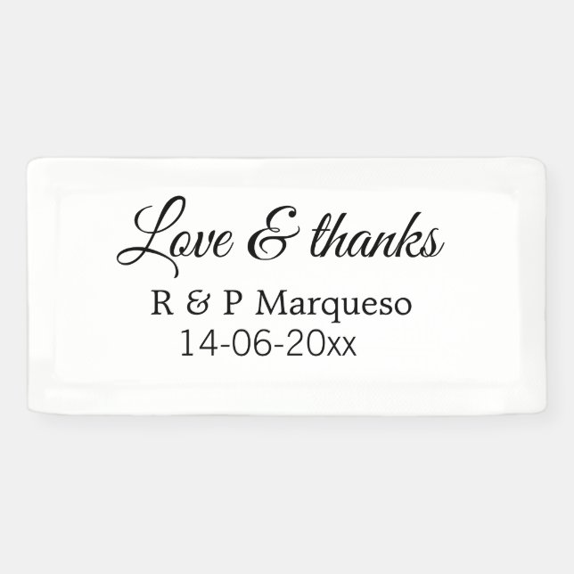 Banderoles Amour & merci ajouter nom du couple mariage ajoute (Horizontal)