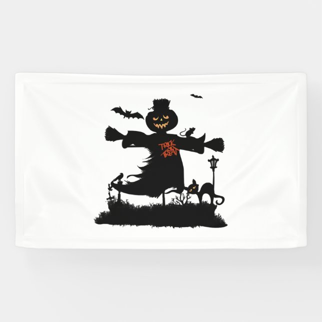 Banderoles Amusant design d'halloween avec épouvantail (Horizontal)
