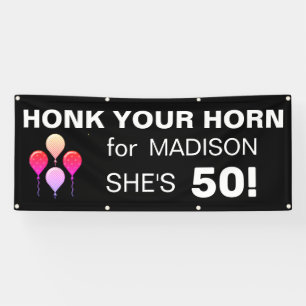 Banderoles Amusant joyeux 50e anniversaire Honk Your Horn en 