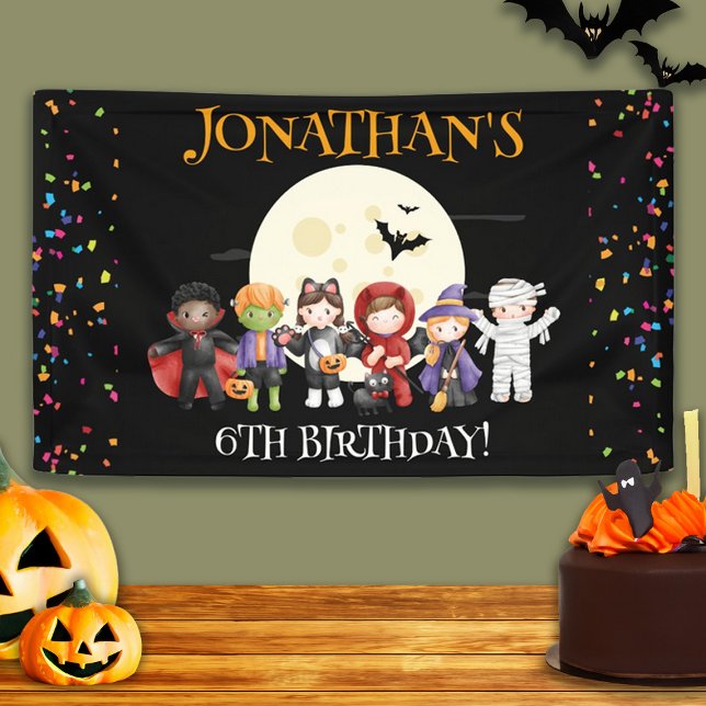 Banderoles Amusants Costume d'Halloween Enfants Anniversaire  (Fun Halloween Kids Costume Birthday Party Banner)