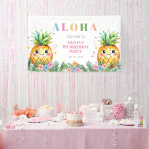 Banderoles Ananas d'été Aloha Enfants 1er anniversaire Bienve