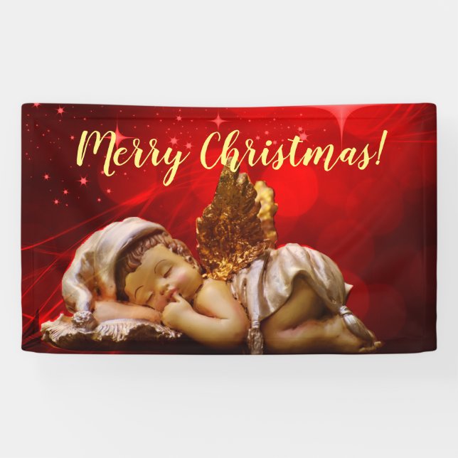 Banderoles Ange couchant Bébé Jésus Noël (Horizontal)