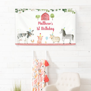 Banderoles Animal de ferme Barnyard Vert Anniversaire