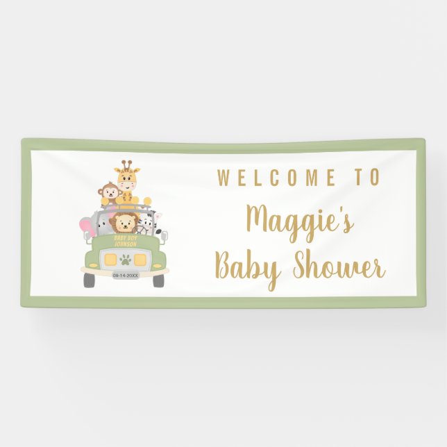 Banderoles Animal Safari mignon Baby shower Bienvenue (Horizontal)