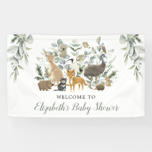 Banderoles Animaux australiens Vert Sauge Bienvenue Bébé Neut