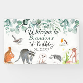 Banderoles Animaux boisés mignons 1er Anniversaire sauvage un
