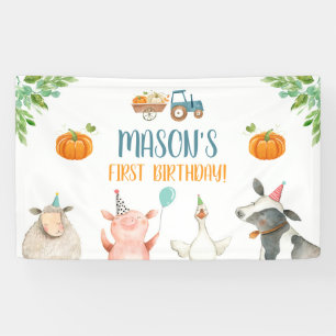 Banderoles Animaux de ferme Citrouille Anniversaire Barnyard 