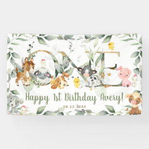 Banderoles Animaux de ferme Verdure UN 1er anniversaire Conte