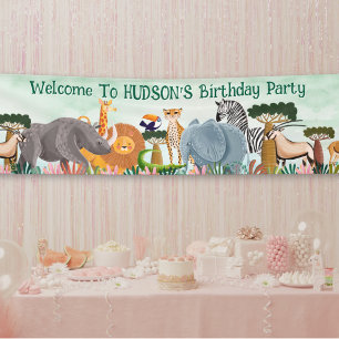 Banderoles Animaux de la jungle safari enfant anniversaire pe