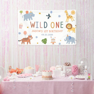 Banderoles Animaux de safari mignons garçon 1er anniversaire