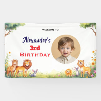 Banderoles Animaux de Safari Modernes Fête d'Anniversaire Enf