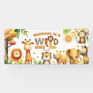 Banderoles Animaux de ZOO mignons Safari WILD ONE 1er Anniver