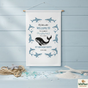 Banderoles Animaux Marins Requin 1er Anniversaire   Sous l'Oc