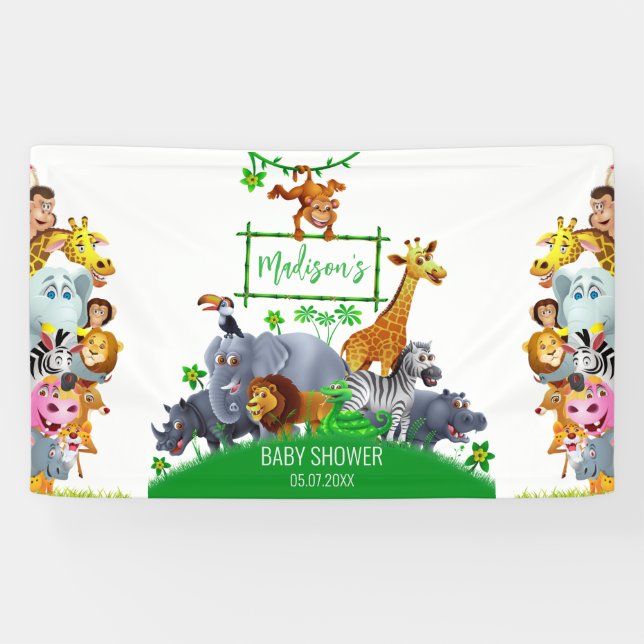 Banderoles Animaux Wild One Jungle verdure safari hiver (Horizontal)