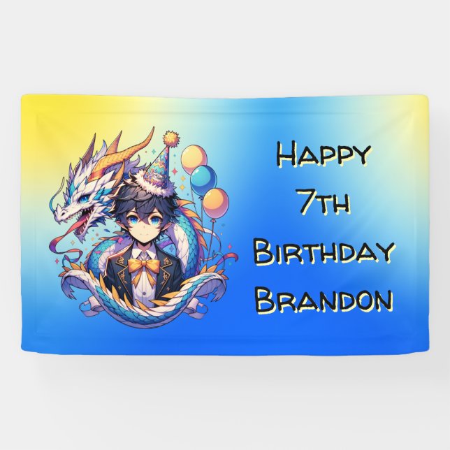 Banderoles Anime Dragon Thématique Personnalisé L'Anniversair (Horizontal)