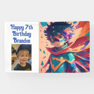 Banderoles Anime Superhero Boy Anniversaire Personnalisé