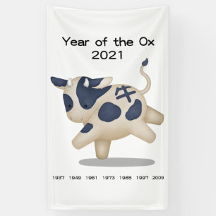 Banderoles Année de l'animal zodiaque Ox Cute 2021
