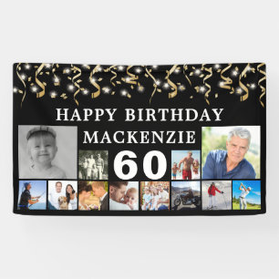 Banderoles Anniversaire 12 Photo Black Gold Confetti Chaque a