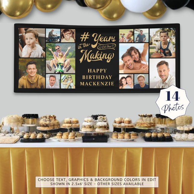 Banderoles Anniversaire 14 Collage de photos Années dans la f (Créateur téléchargé)