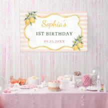 Anniversaire 1 an Thème Citron Rose Gingham