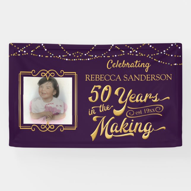 Banderoles Anniversaire 50 ans | 50 ans à venir | Violet (Horizontal)