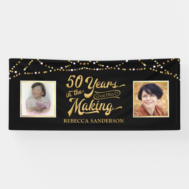 Banderoles Anniversaire 50 ans | Photos Puis & Maintenant | N (Horizontal)