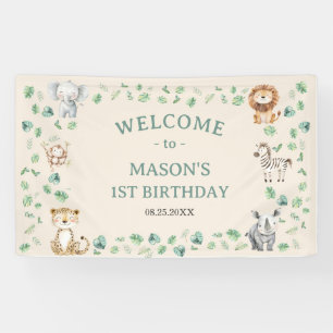 Banderoles Anniversaire Animaux de Safari Jungle Sauvage
