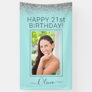 Banderoles Anniversaire Aqua Blue Turquoise Parties scintilla
