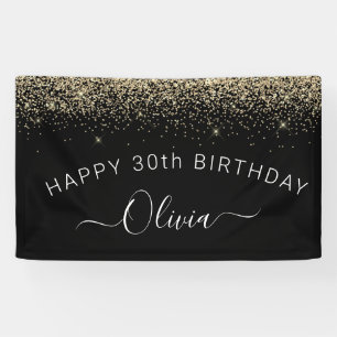 Banderoles Anniversaire Black Gold N'importe quel âge Parties