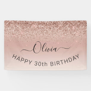 Banderoles Anniversaire Blush Rose Rose Parties scintillant O