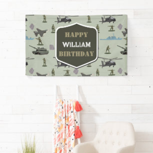 Banderoles Anniversaire Camouflage Militaire Vert Camo Armée