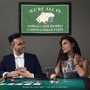 Banderoles Anniversaire Casino Poker Vegas Personnalisé