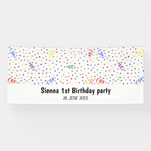 Banderoles Anniversaire confetti arc-en-ciel