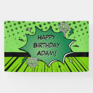 Banderoles Anniversaire de bande dessinée verte