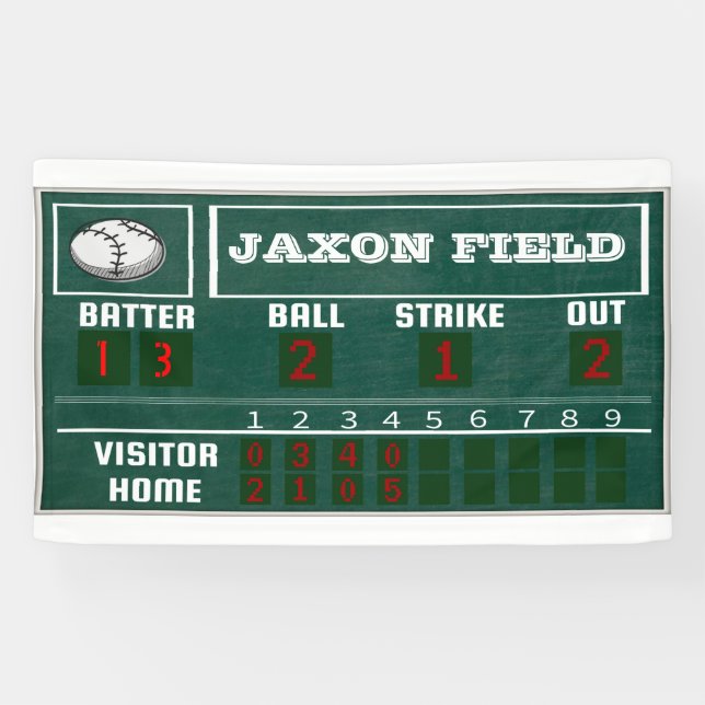 Banderoles Anniversaire de baseball|Scoreboard|PARTY (Horizontal)