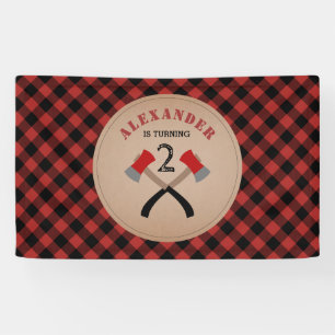 Banderoles Anniversaire de bûcheron de hache de plaid de
