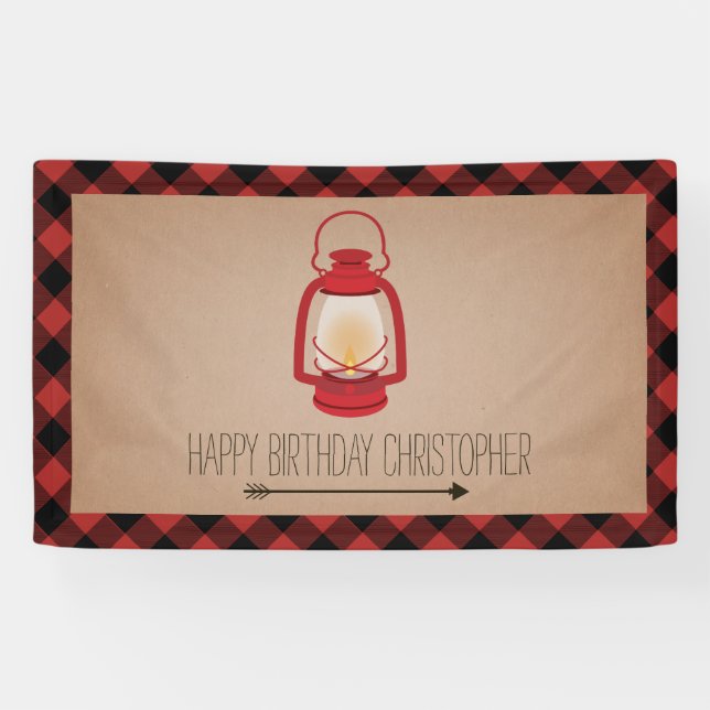 Banderoles Anniversaire de camping de lanterne de plaid de (Horizontal)