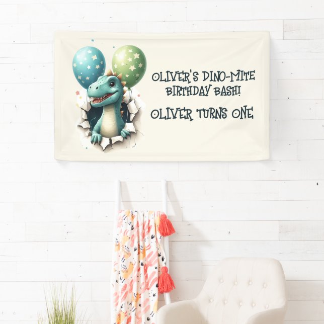 Banderoles Anniversaire de Dino-Mite Bash (En situation)