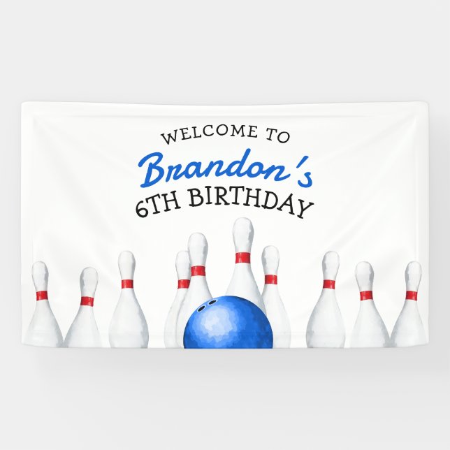 Banderoles Anniversaire de enfant amusant Red et Blue Bowling (Horizontal)