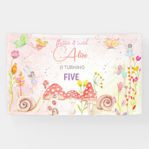 Banderoles Anniversaire de enfant d'aquarelle de jardin de fé